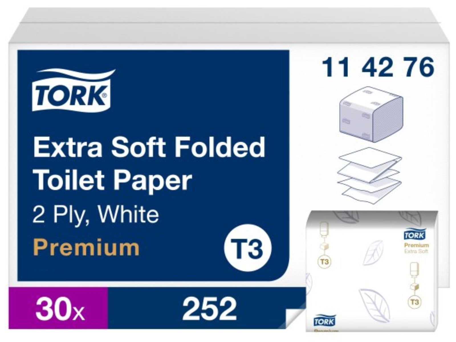 Papier toaletowy w listkach Tork 114276 Premium T3 x30